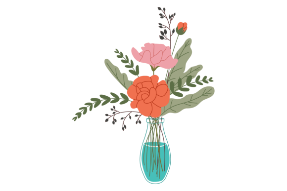 Beautiful Bouquet in Glass Vase Graphics for Branding and Design