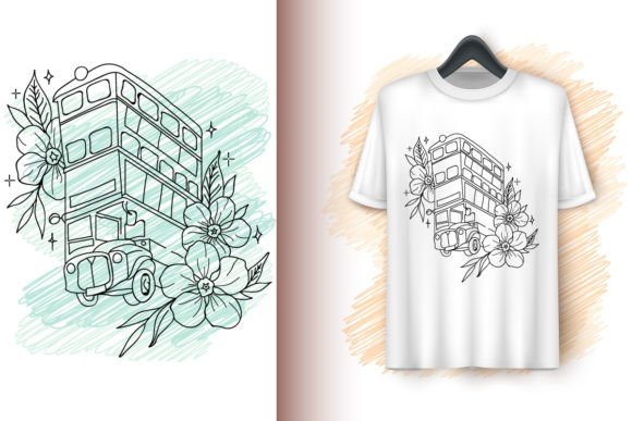 Bus with Bouquet of Flowers Graphics
