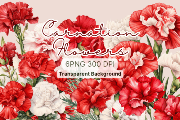 Carnation Red Flowers Clipart