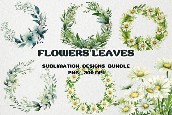 Flowers Leaves Watercolor Bundle Graphics for Local Branding