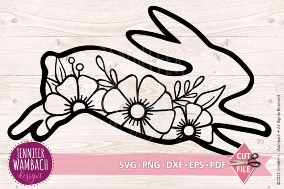 Leaping Bunny with Flowers Graphics