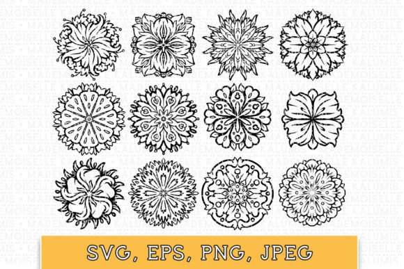 Mandala Flowers Hand Drawn Collection II Graphics