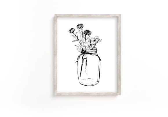 Mason Jar with Flowers Graphics for Digital Sellers