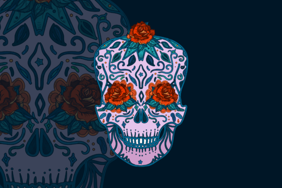 Mexican Skull with Roses Graphics