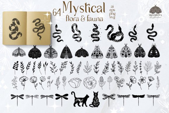 Mystical Animals and Flowers Graphics for Branding