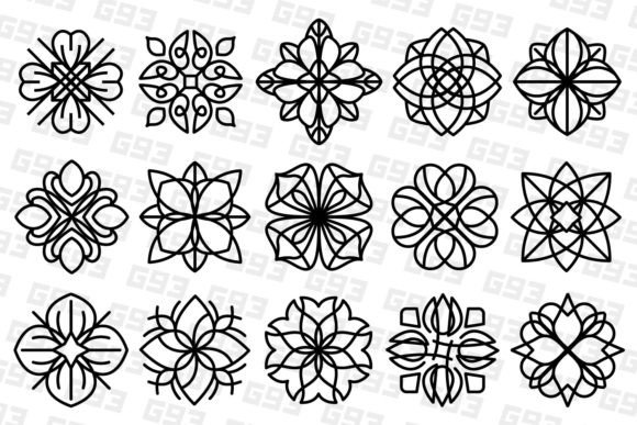 Ornamental Line Art Flowers Graphics for Branding