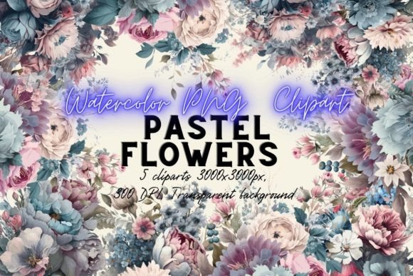 Pastel Watercolor Flowers Vector