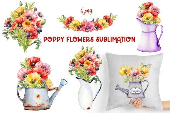 Poppy Flowers Sublimation Design Graphics