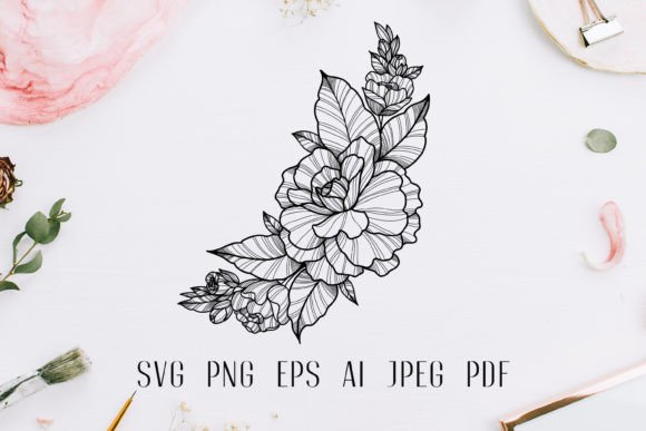 Roses Linear Bouquet Graphics for Crafters
