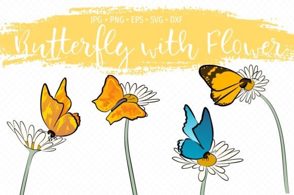 Spring Butterflies on Flowers Graphics