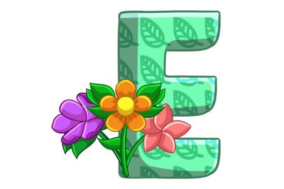 Spring Flowers Icons Alphabet E Stock Graphics