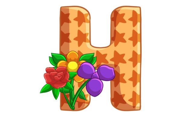 Spring Flowers Icons Alphabet H Graphics