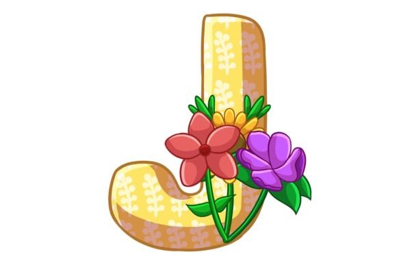 Spring Flowers Icons Alphabet J Graphics