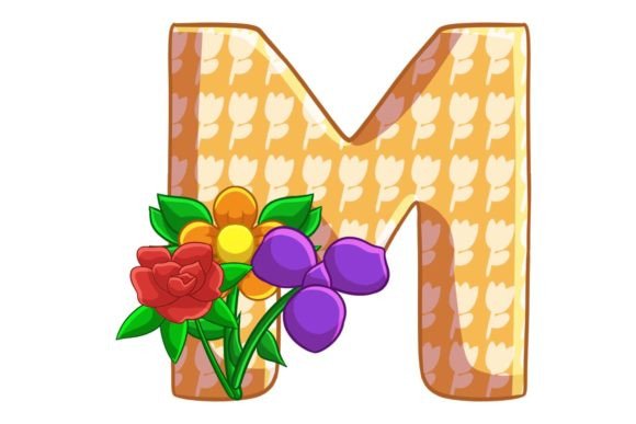 Spring Flowers Icons Alphabet M Graphics