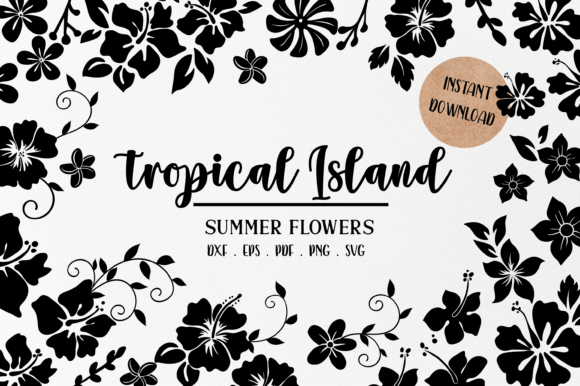 Tropical Hibiscus Flowers Graphics for Digital Creators